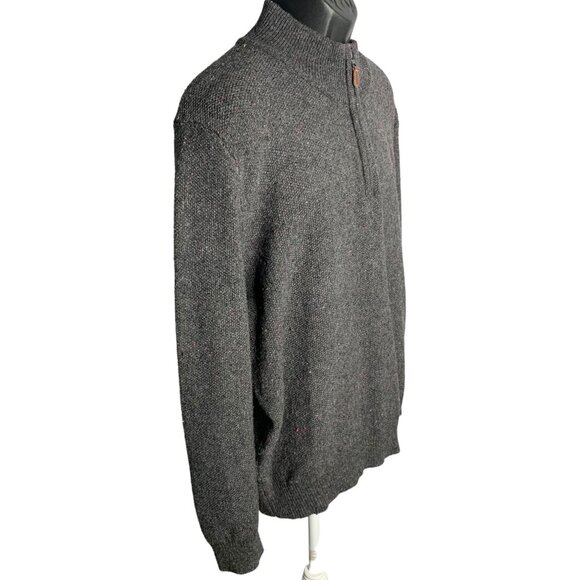 Jos A Bank Lambswool Pullover Sweater L Grey Quarter Zip Mock Neck Pullover - Picture 5 of 6